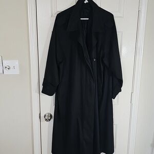 Vintage Towne By London Fog Women's 14 Petite Black Trench Coat Old Money